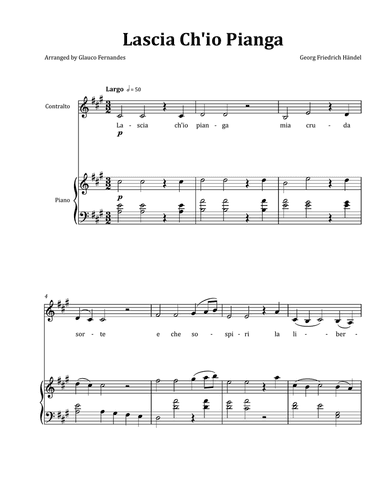 Lascia Ch'io Pianga by Händel - Contralto & Piano in A Major