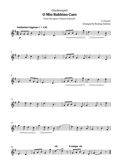 O Mio Babbino Caro - for glockenspiel solo