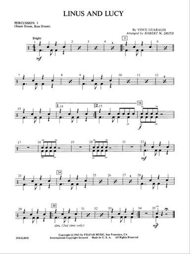 Linus and Lucy: 1st Percussion