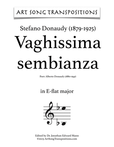 DONAUDY: Vaghissima sembianza (transposed to E-flat major, D major, and D-flat major)