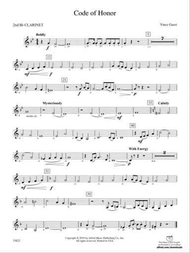 Code of Honor: 2nd B-flat Clarinet