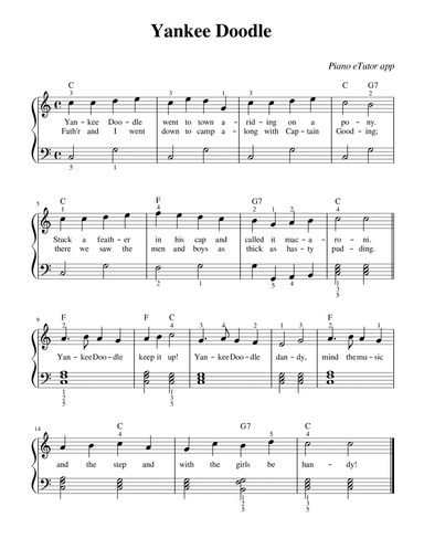 Yankee Doodle - piano sheet music