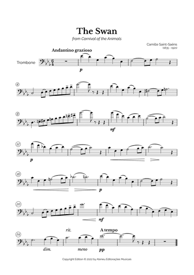 The Swan for Intermediate Trombone