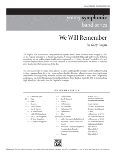 We Will Remember: Score