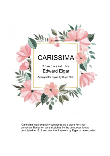 Carissima by Edward Elgar arranged for Organ