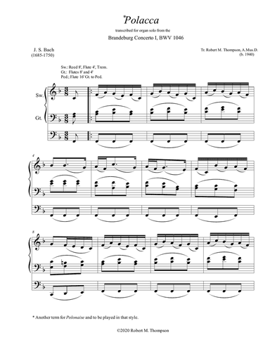 J. S. Bach Polacca (Polonaise) for Organ