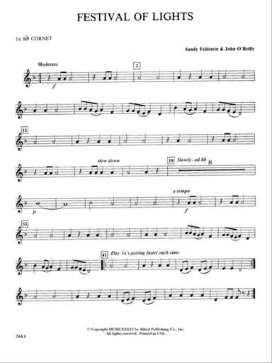 Festival of Lights (with optional chorus): 1st B-flat Cornet