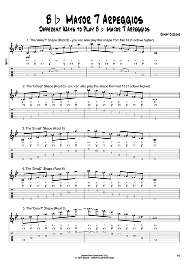 Bb Major 7 Arpeggios (5 Ways to Play)