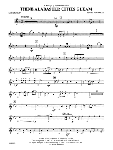 Thine Alabaster Cities Gleam (A Message of Hope for America): 1st F Horn