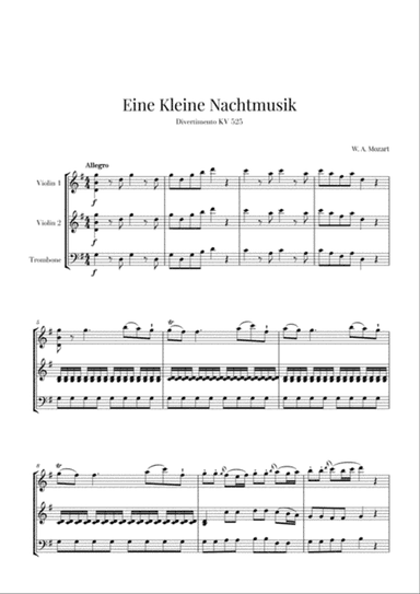 Eine Kleine Nachtmusik for 2 Violins and Trombone