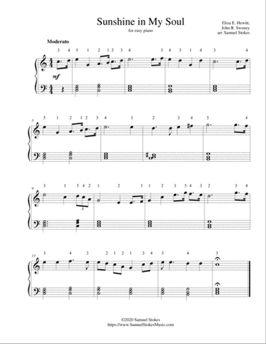 Sunshine in My Soul - for easy piano