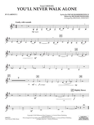 You'll Never Walk Alone (from Carousel) (arr. Michael Sweeney) - Bb Clarinet 2