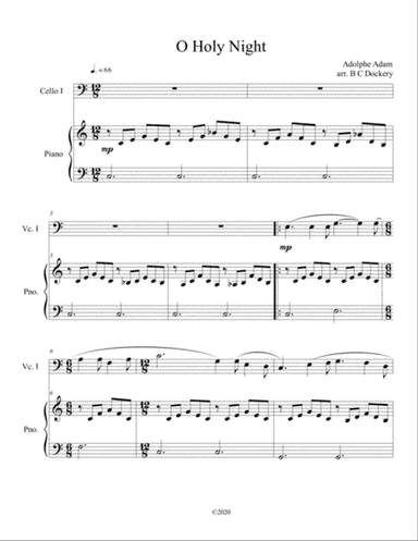 O Holy Night (cello solo) with piano accompaniment
