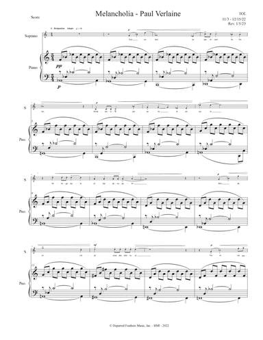 Melancholia (2022) piano-vocal score