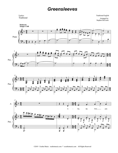 Greensleeves (for 2-part choir - (SA)