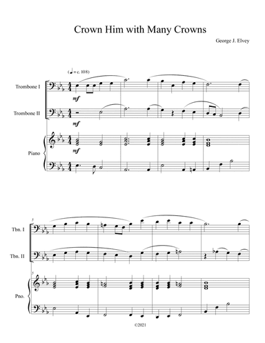 Crown Him with Many Crowns (Trombone Duet with Piano Accompaniment)