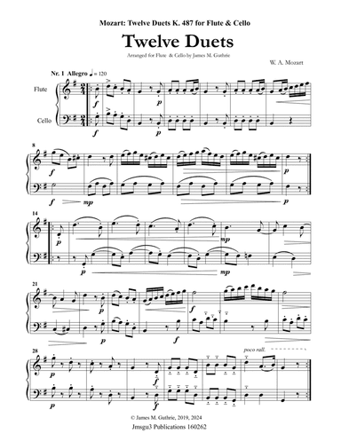 Mozart: 12 Duets K. 487 for Flute & Cello