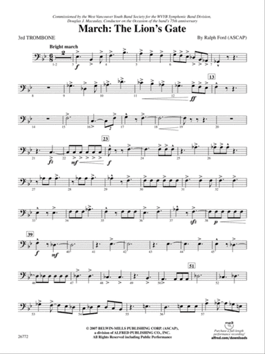 March: The Lion's Gate (Movement 1 from Sea to Sky): 3rd Trombone