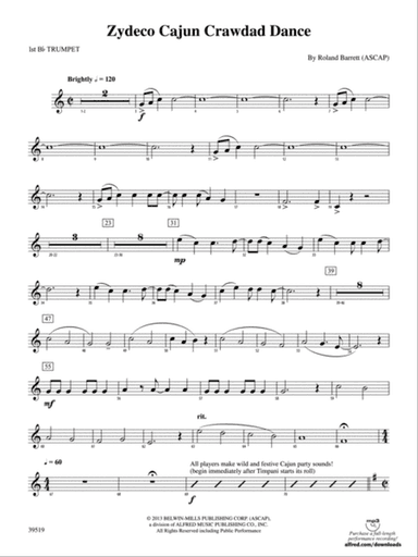 Zydeco Cajun Crawdad Dance: 1st B-flat Trumpet