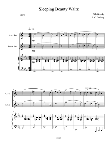 Sleeping Beauty Waltz (Alto and Tenor Sax Duet with Piano Accompaniment)