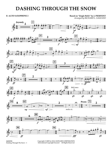 Dashing Through The Snow (based on "Jingle Bells") (arr. Richard L. Saucedo) - Eb Alto Saxophone 2