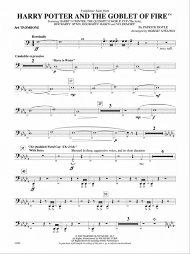 Harry Potter and the Goblet of Fire, Symphonic Suite from: 3rd Trombone
