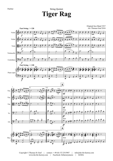 Tiger Rag - Jazz Classic - String Quintet
