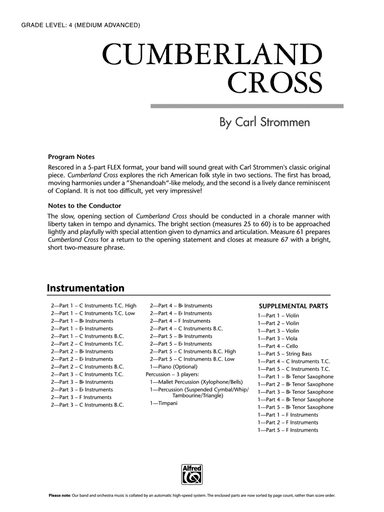 Cumberland Cross: Score