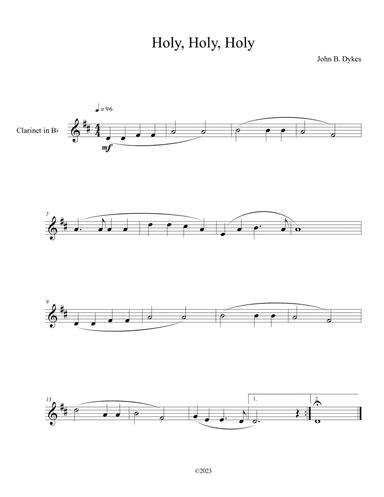 Holy, Holy, Holy (Clarinet Solo)