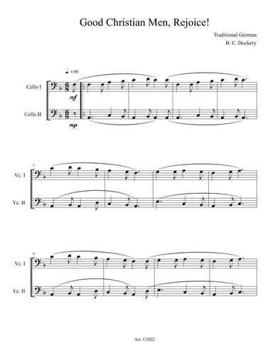 Good Christian Men, Rejoice! (Cello Duet)