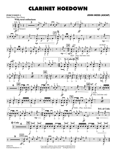 Clarinet Hoedown - Percussion 1