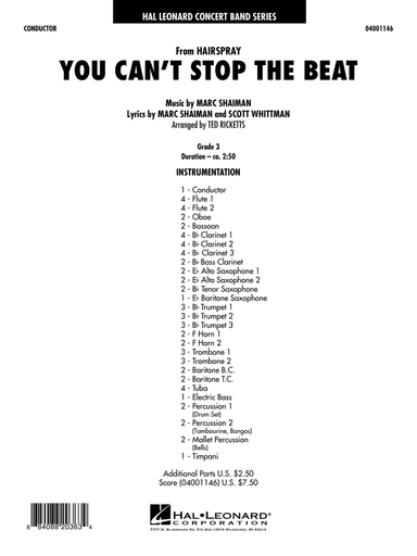 You Can't Stop The Beat (from Hairspray) (arr. Ted Ricketts) - Full Score