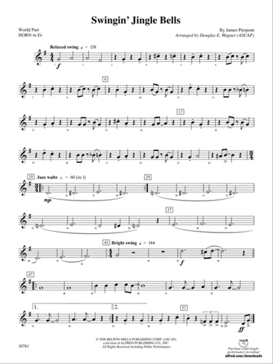 Swingin' Jingle Bells: (wp) 1st Horn in E-flat