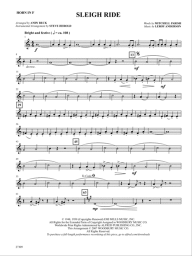Sleigh Ride: 1st F Horn
