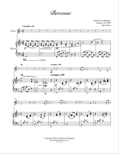 Berceuse for Violin & Piano