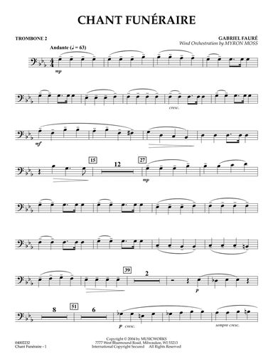 Chant Funeraire (arr. Myron Moss) - Trombone 2