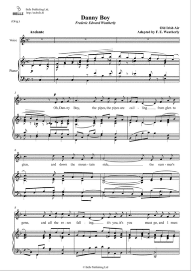 Danny Boy (Solo song) (Original key. F Major)