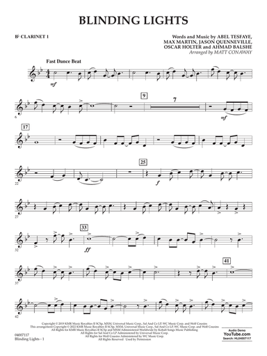 Blinding Lights (arr. Matt Conaway) - Bb Clarinet 1