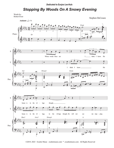 Stopping By Woods On A Snowy Evening (2-part choir - (Soprano & Tenor)