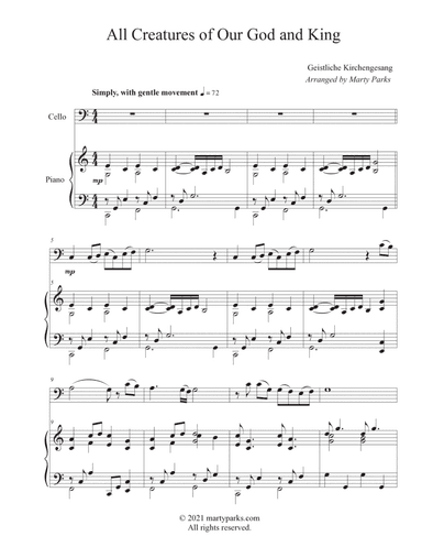 All Creatures of Our God and King (Cello-Piano)