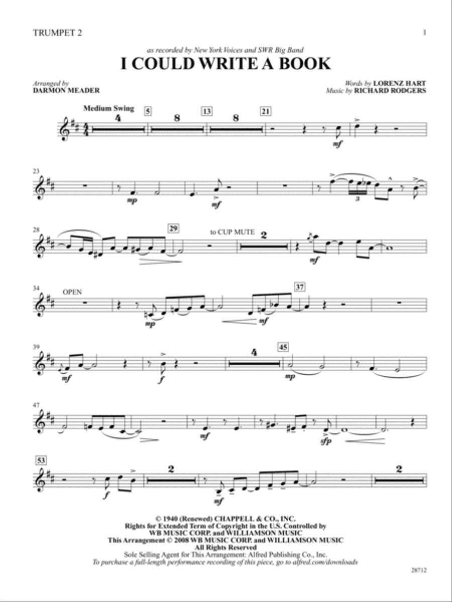 I Could Write a Book: 2nd B-flat Trumpet