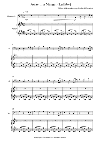 Away in a Manger (Lullaby) for Cello and Piano