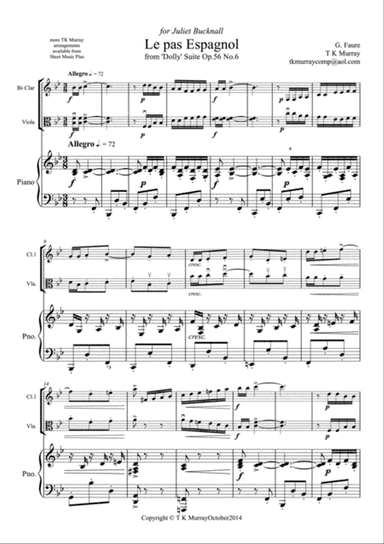 Faure - 'Le pas espagnol' - Clarinet, Viola & Piano