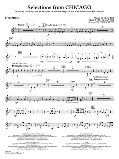 Selections from Chicago (arr. Ted Ricketts) - Bb Trumpet 3