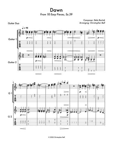 Bela Bartok - Dawn - Guitar Duo