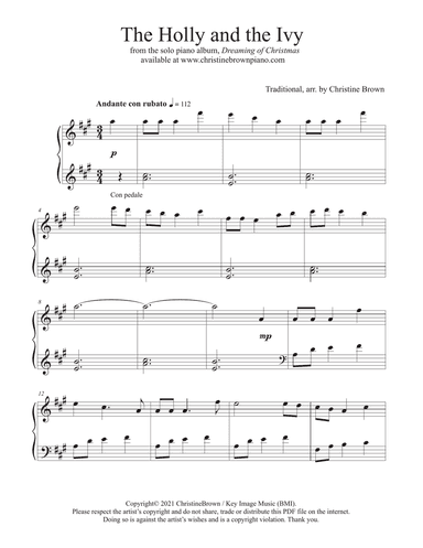 The Holly and the Ivy, piano solo
