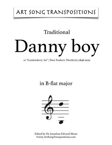 TRADITIONAL: Danny boy (transposed to B-flat major)