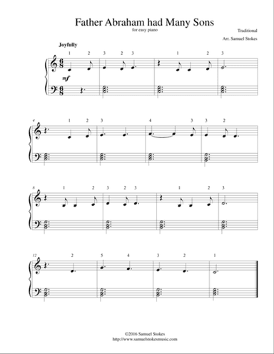 Father Abraham had Many Sons - for easy piano