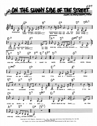 On The Sunny Side Of The Street (Low Voice)