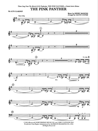 The Pink Panther: E-flat Alto Clarinet